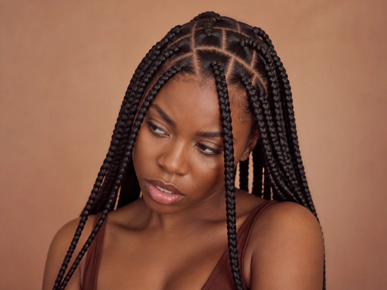 An uneven parting grid on large braids