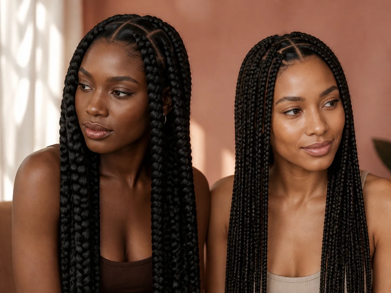 Large and medium braids compared as a final view