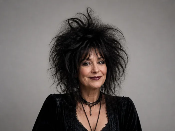 Woman with tousled messy witch waves with teased volume at the crown for a last-minute Halloween look