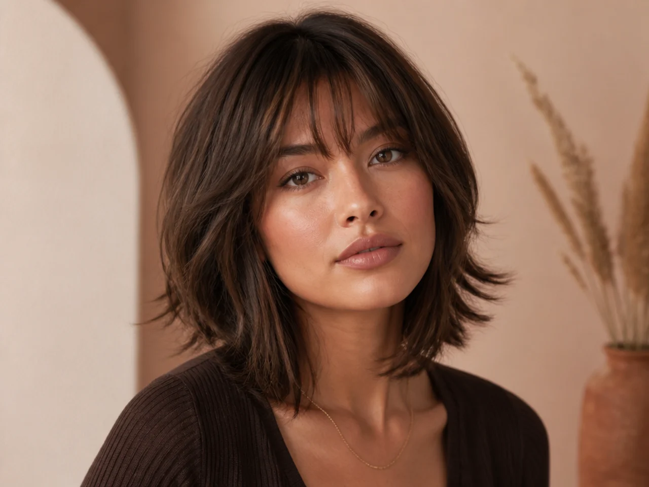 Layered Lob with Wispy Bangs