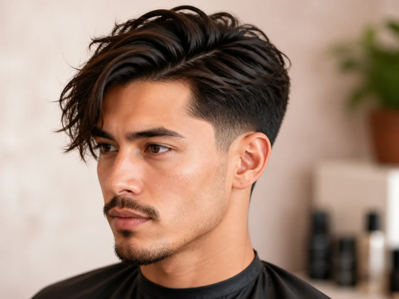 Messy Layered Comb Over with Tapered Sides