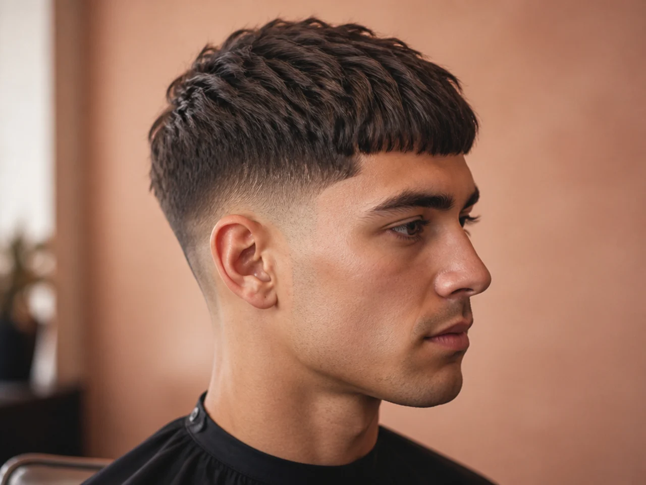 Short Layers with Blunt Fringe and Fade