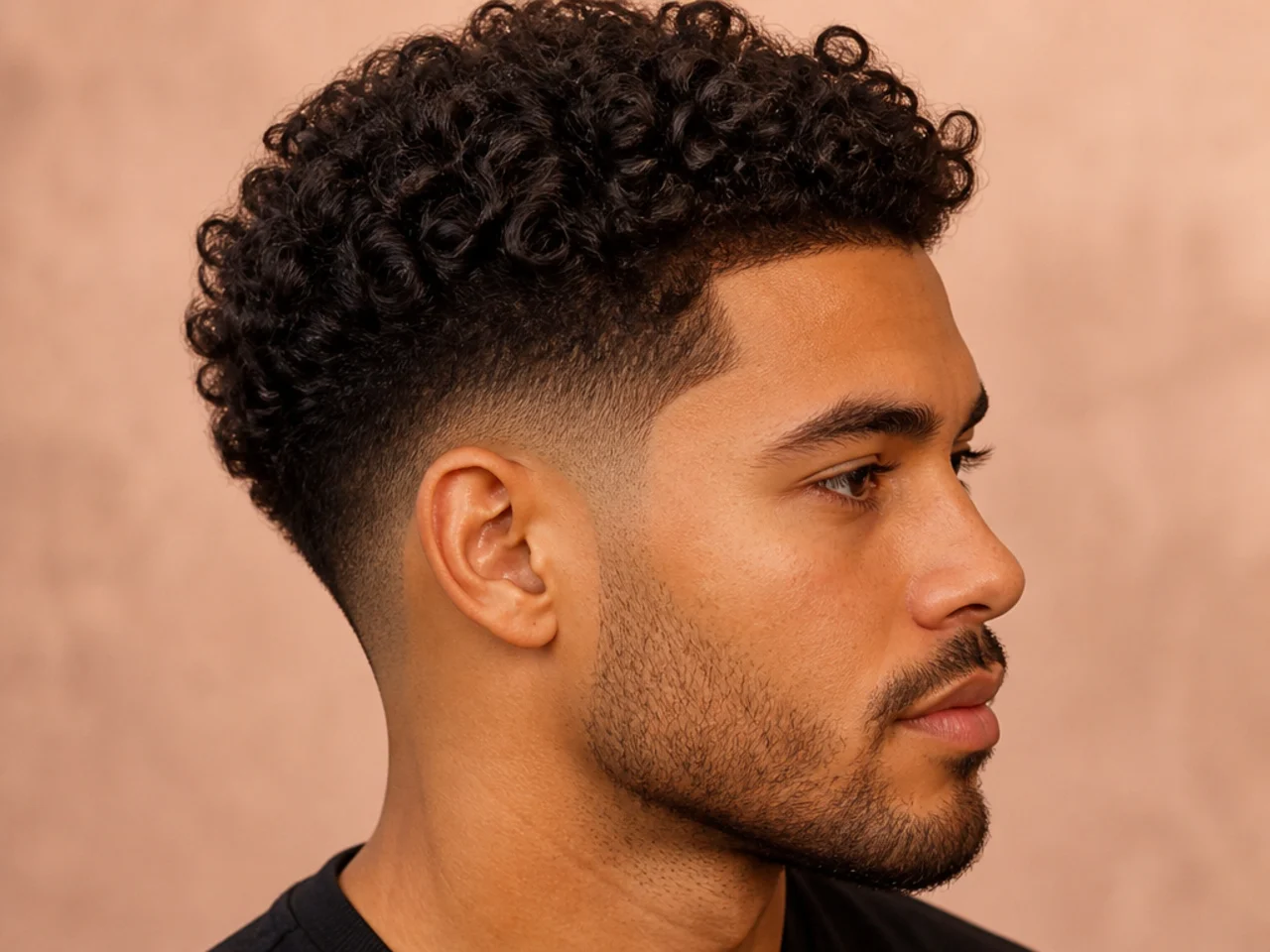 Thick Curly Taper Fade