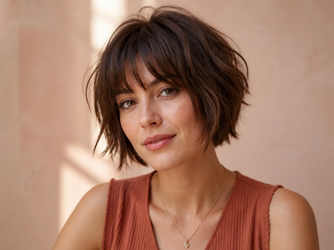 Short Bob with Choppy Layers and Bangs