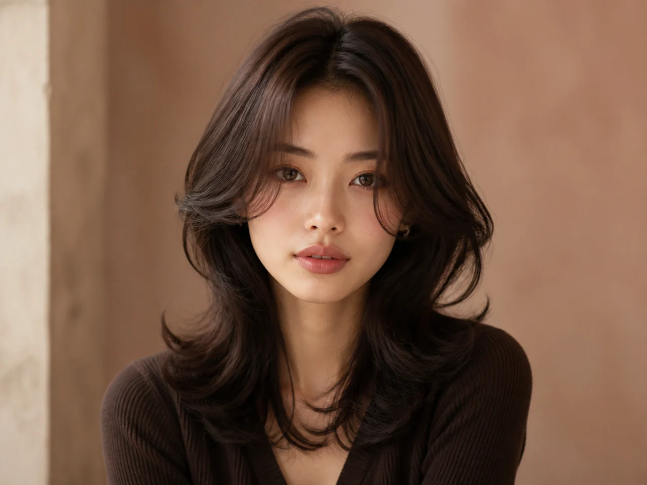 Layered hair with a body perm