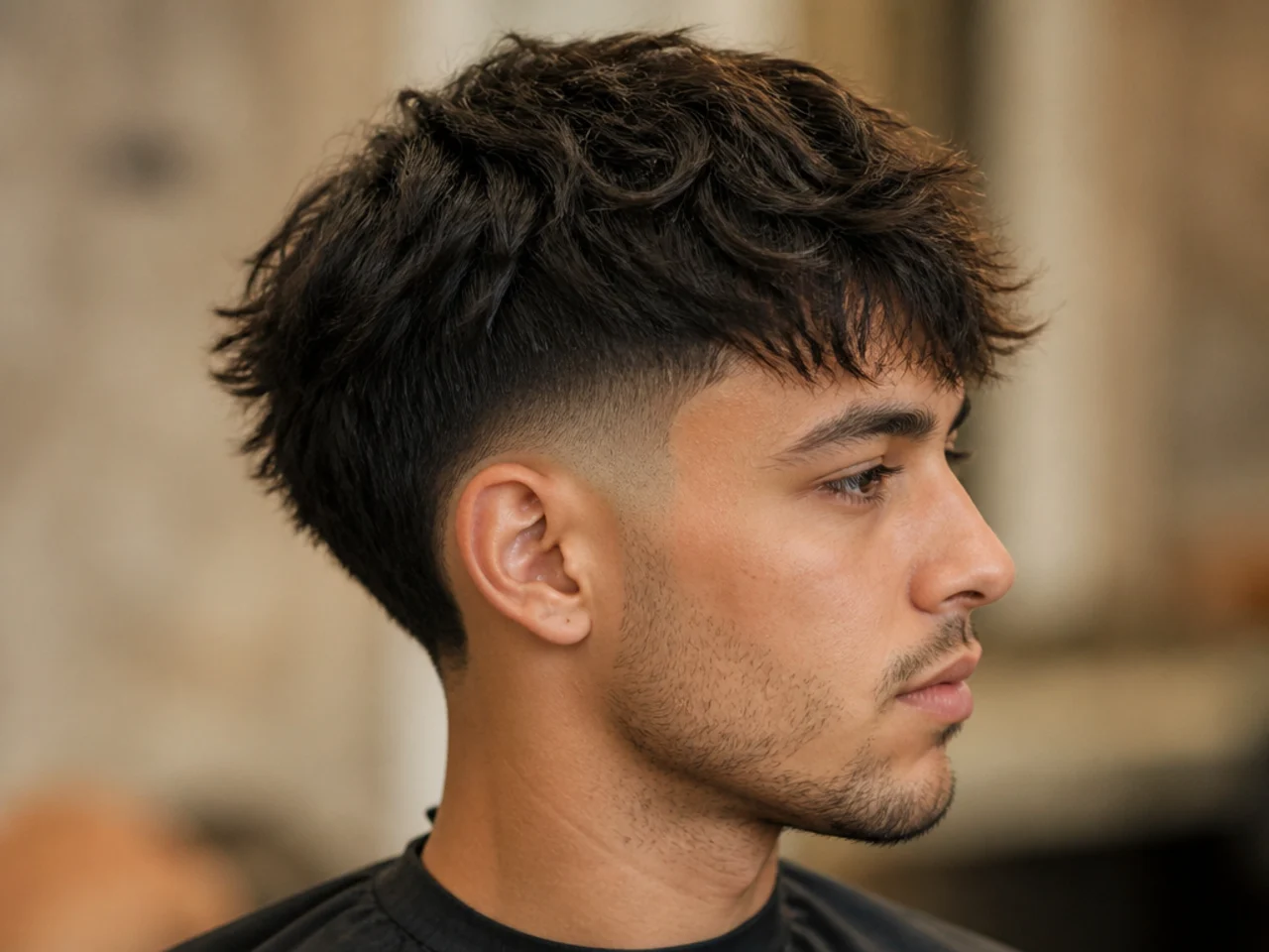 Edgy Short Shaggy Hair with Faded Sides