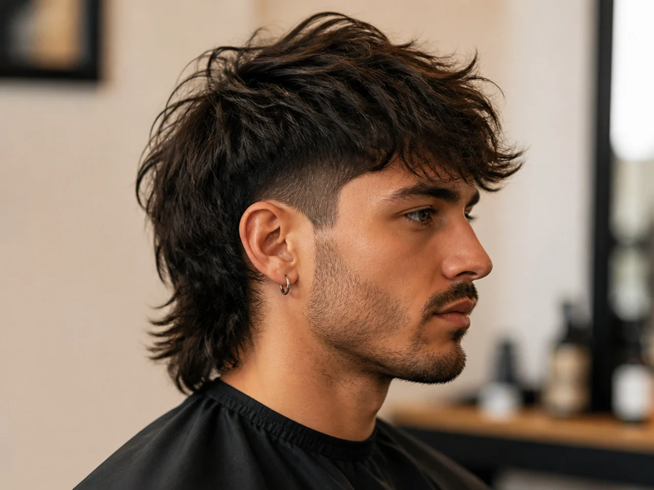 Long Textured Shaggy Hair with Short Sides