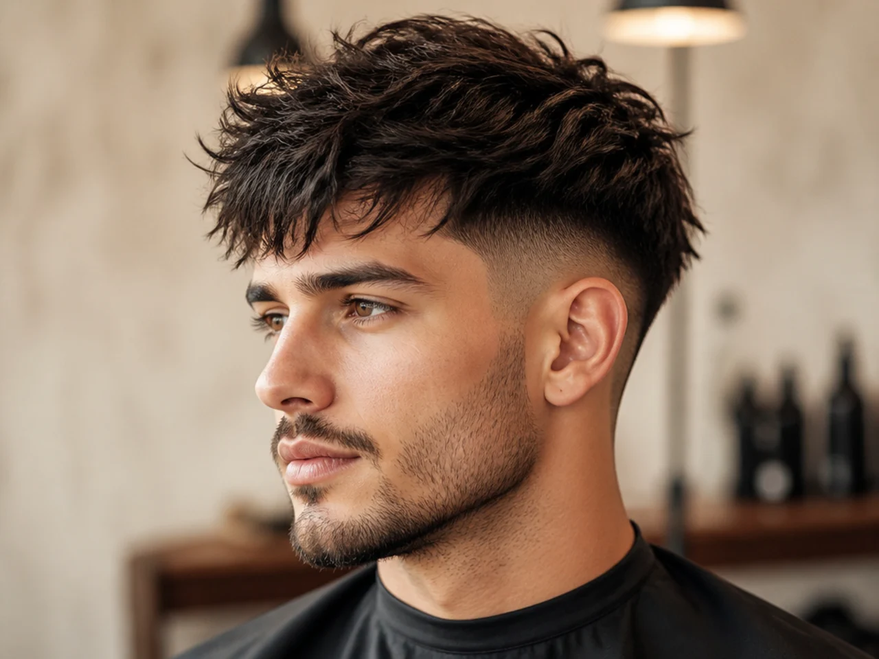Short Shaggy Hair with Taper Fade Sides
