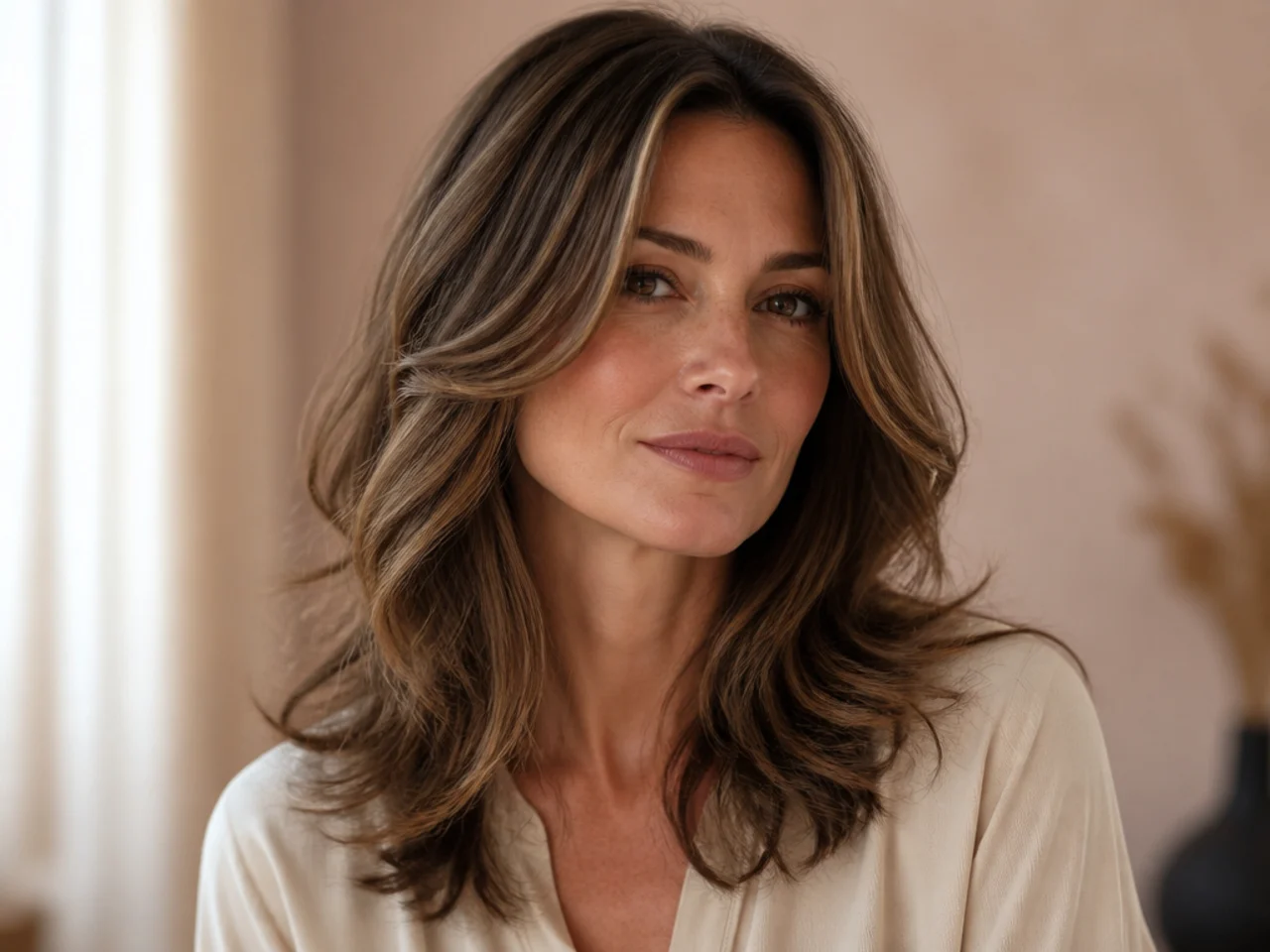 Layered hair with a soft wave