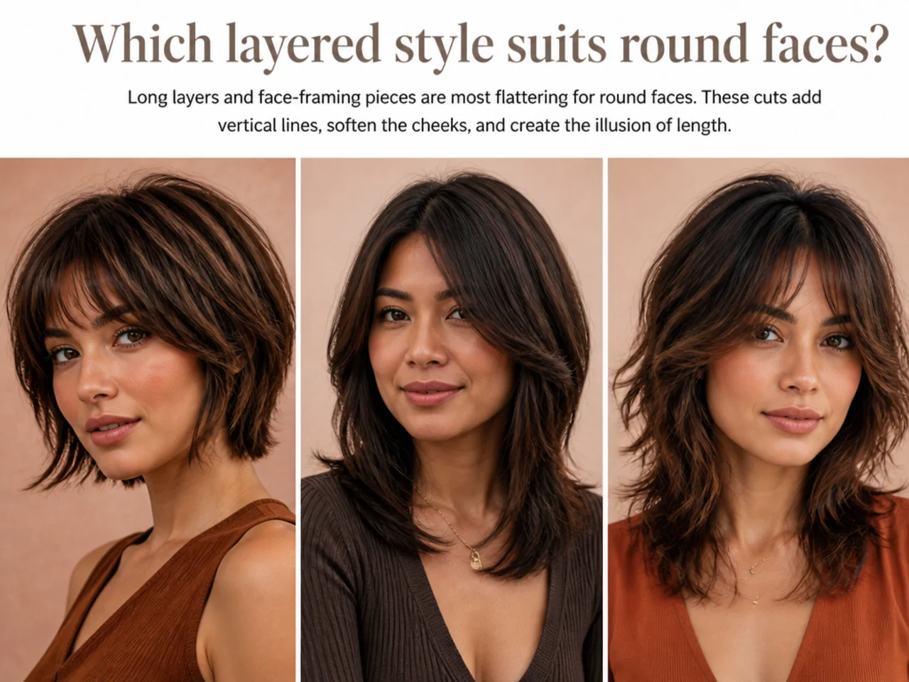 Which layered style suits round faces?