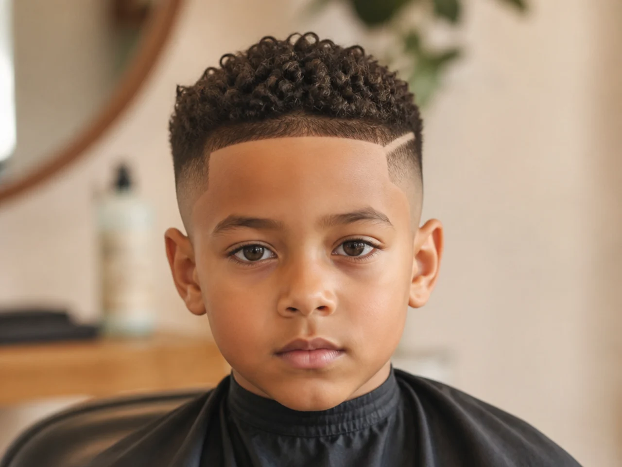 A young boy with short sides and low curly volume on top