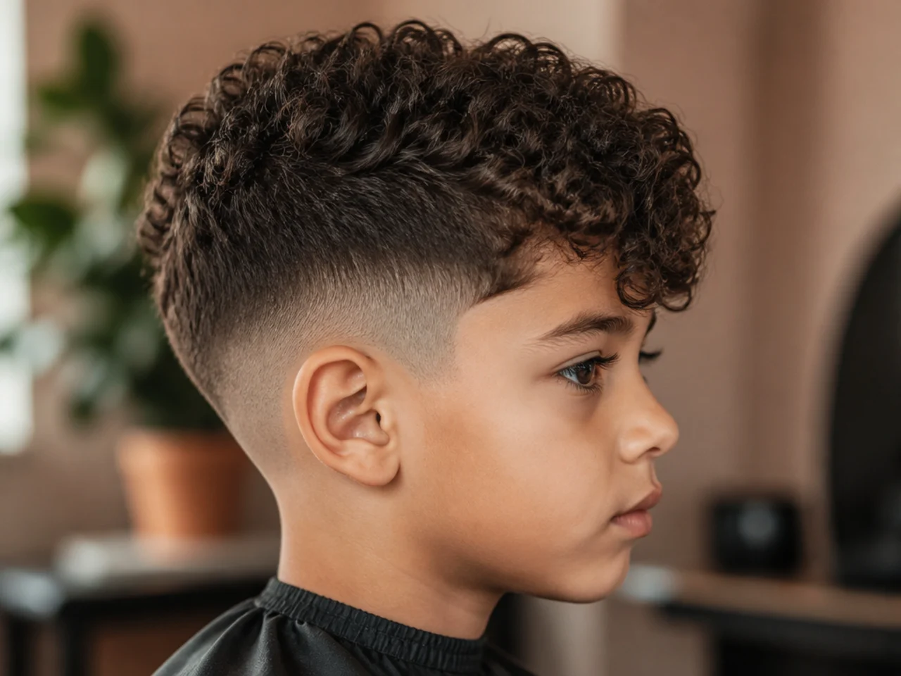 A young boy with a split curly fringe