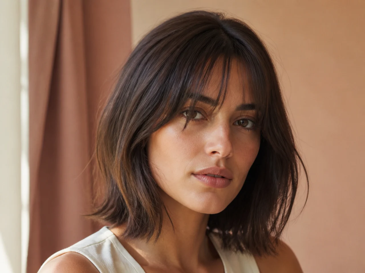 A lob with a fine wispy curtain fringe