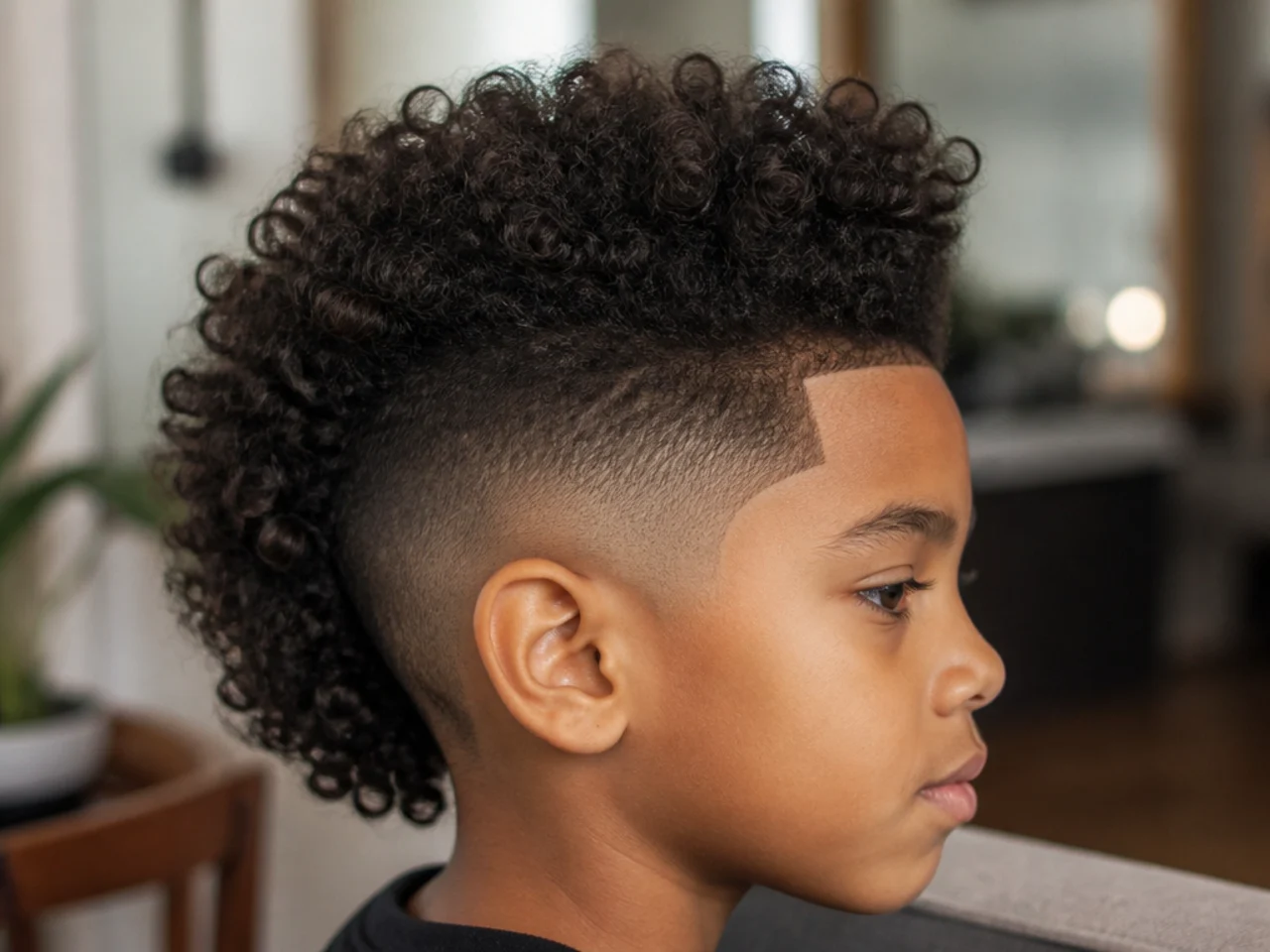 A boy with long tightly coiled hair
