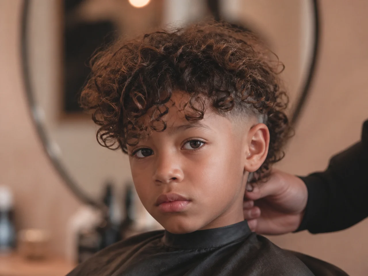 A matted section at the nape of a boy's long curly hair