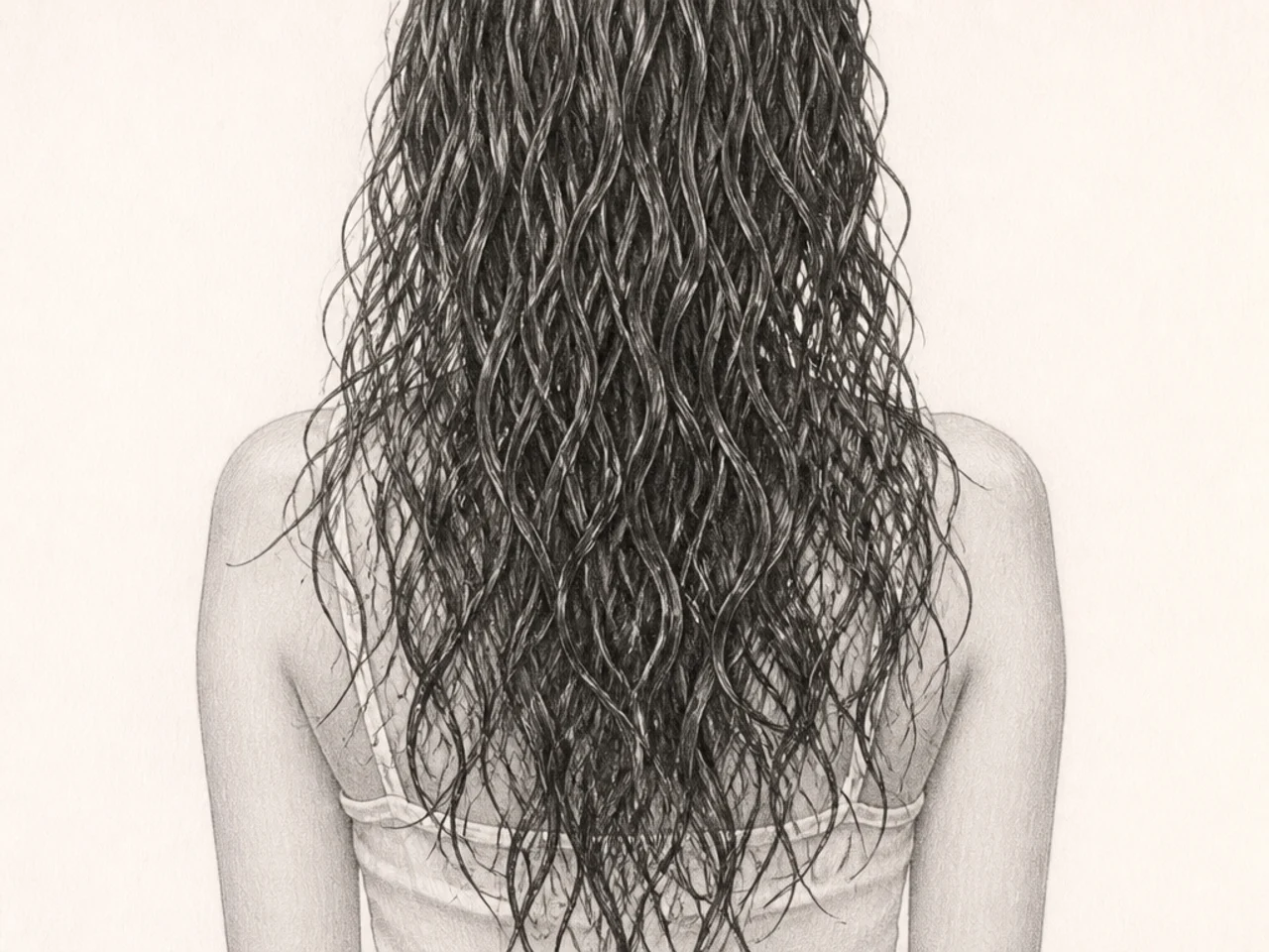 Long wet curls hanging heavily