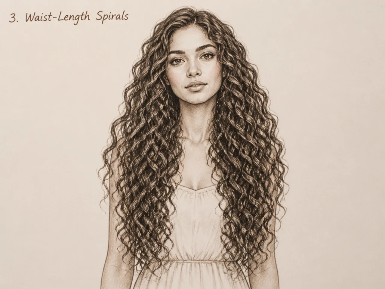 Waist-length spiral curls