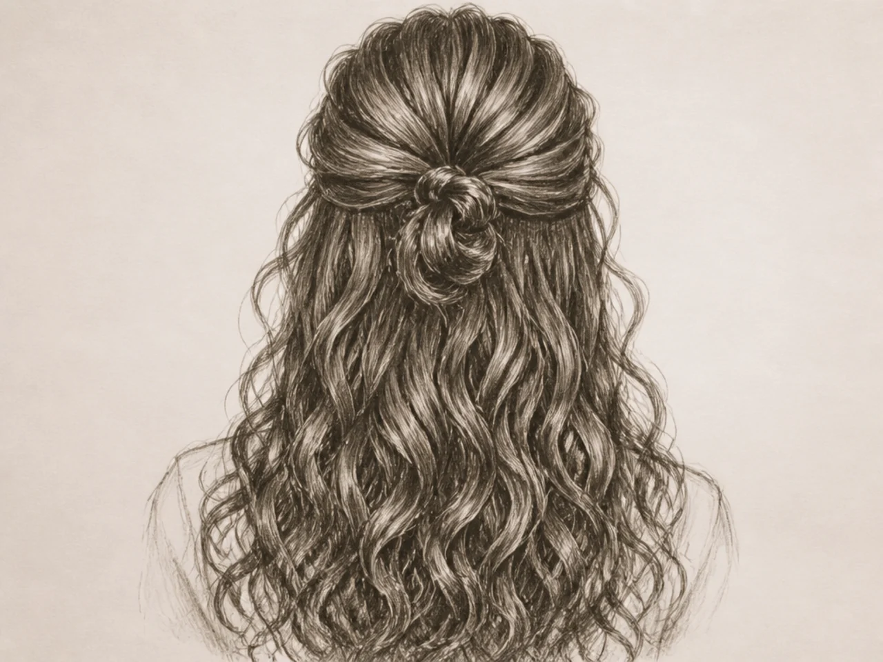 A half-up style with long curly length
