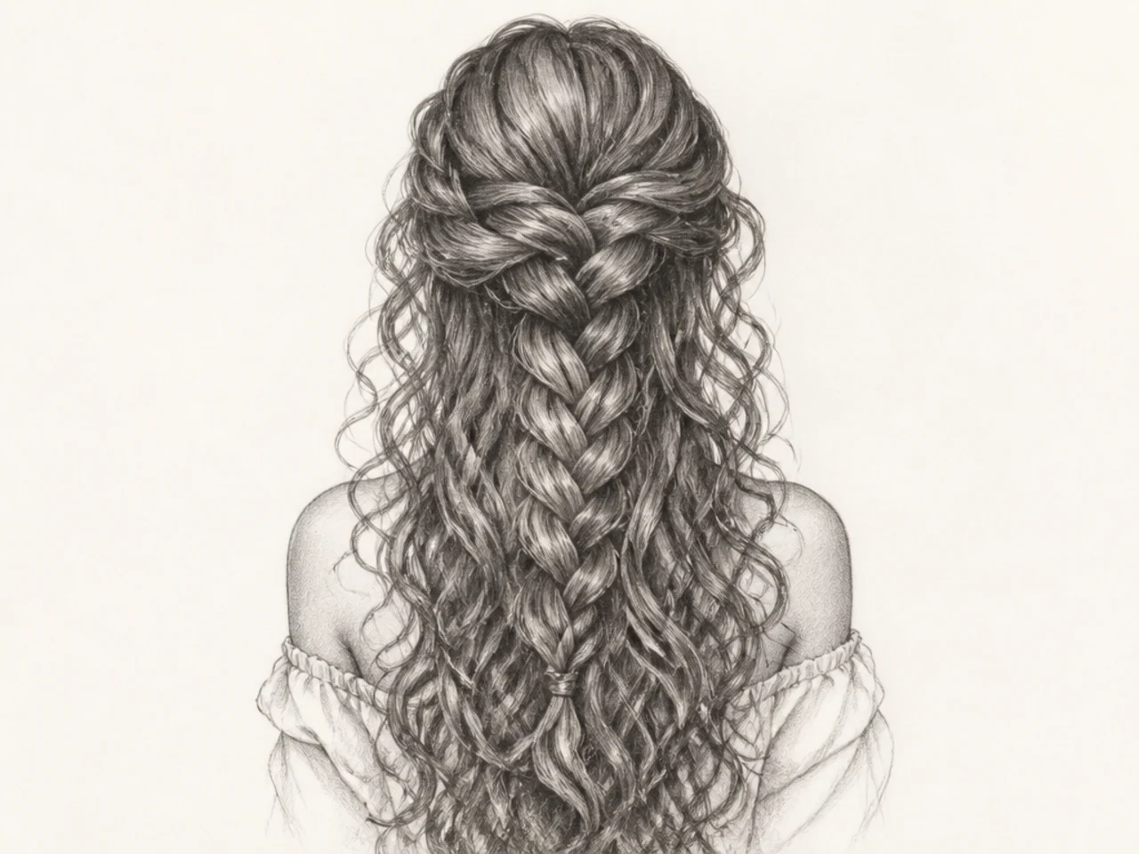 A long braid in curly hair