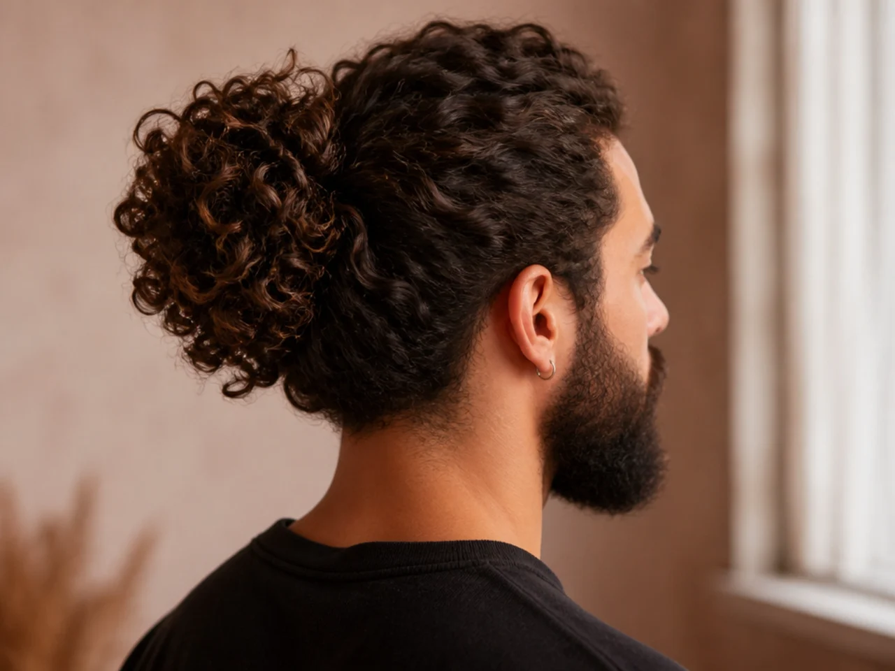 A man with long curly hair and a full beard