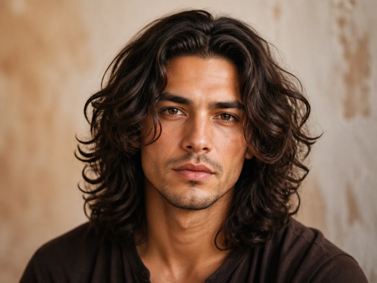 A man with long wavy hair