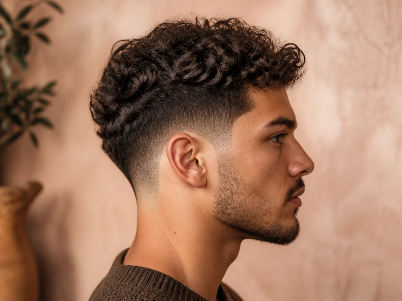 A man in the middle of growing out curly hair
