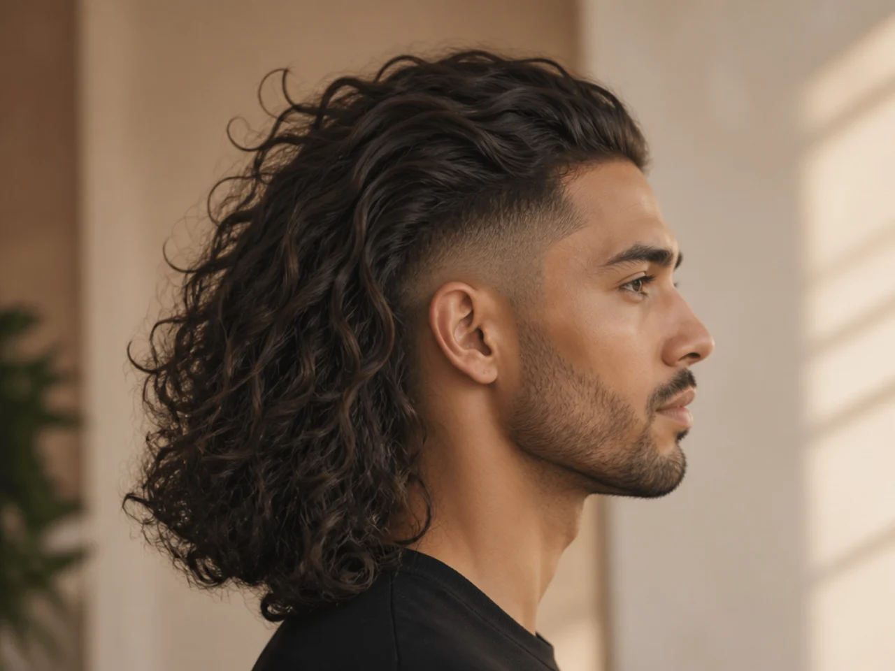 Long curls showing a looser pattern near the roots