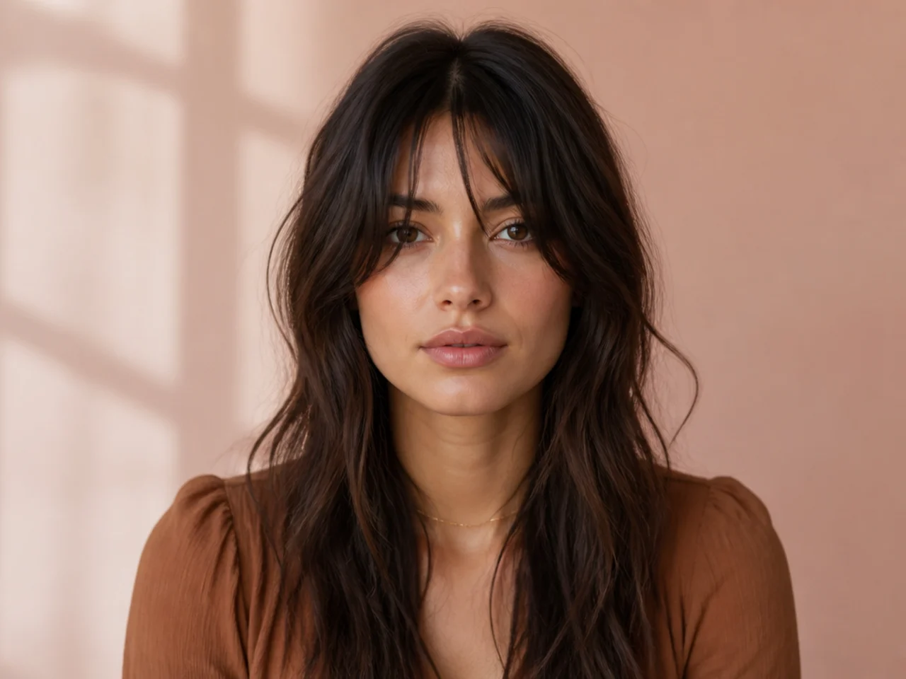 A piecey separated long fringe