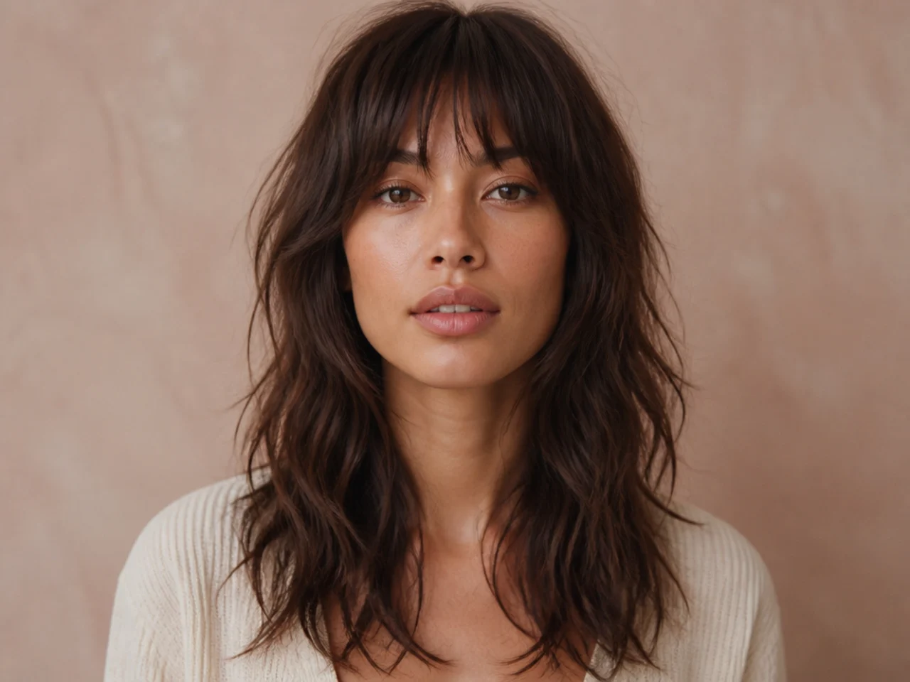 A long fringe cut into a shag