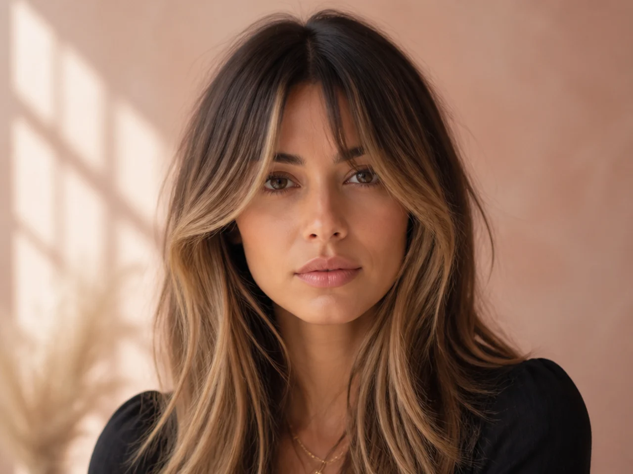A long fringe with highlighted pieces