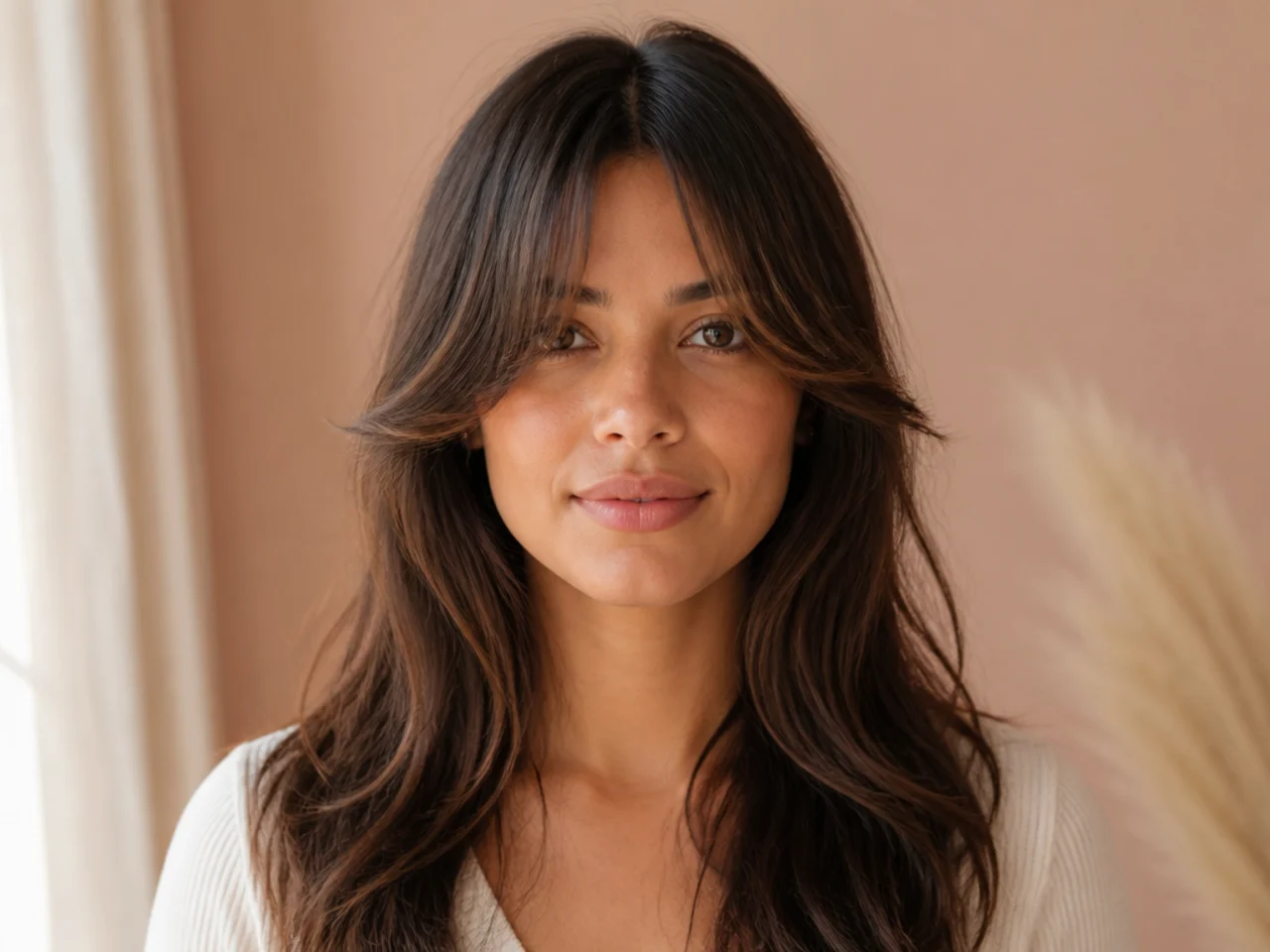 A long fringe with curtain corners