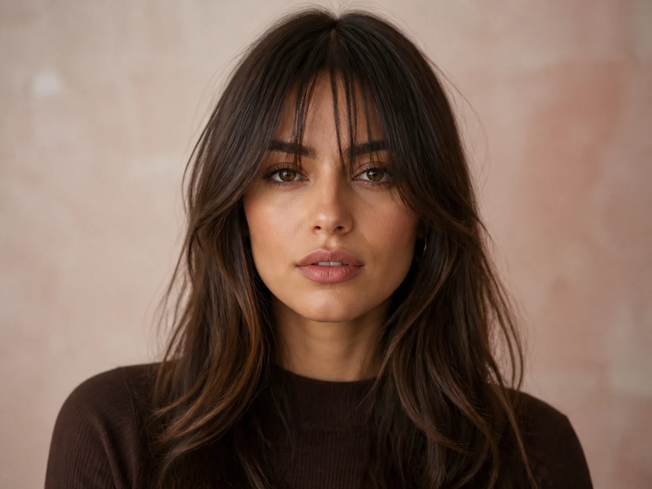 A long wispy point-cut fringe