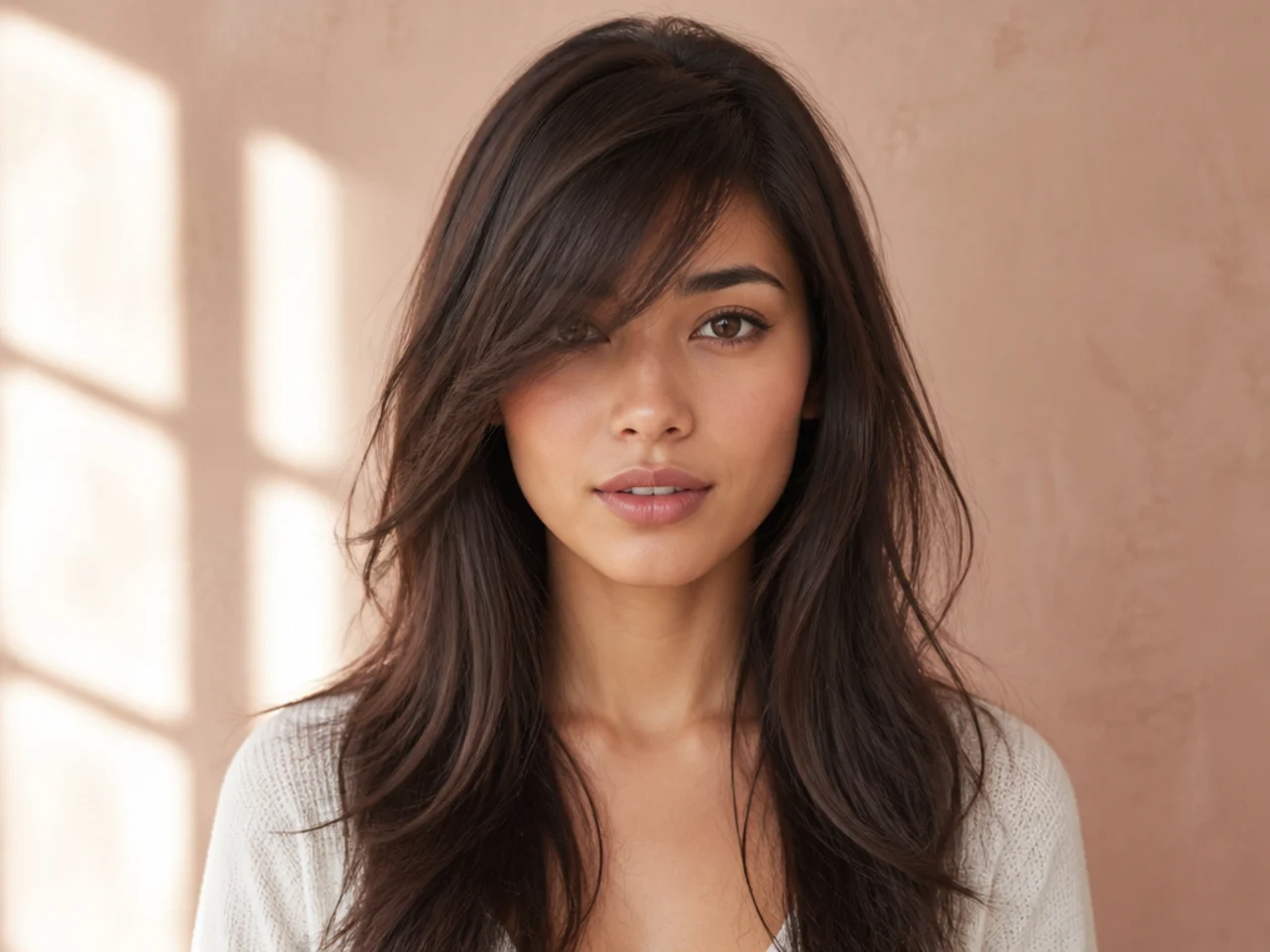 A long fringe swept to one side