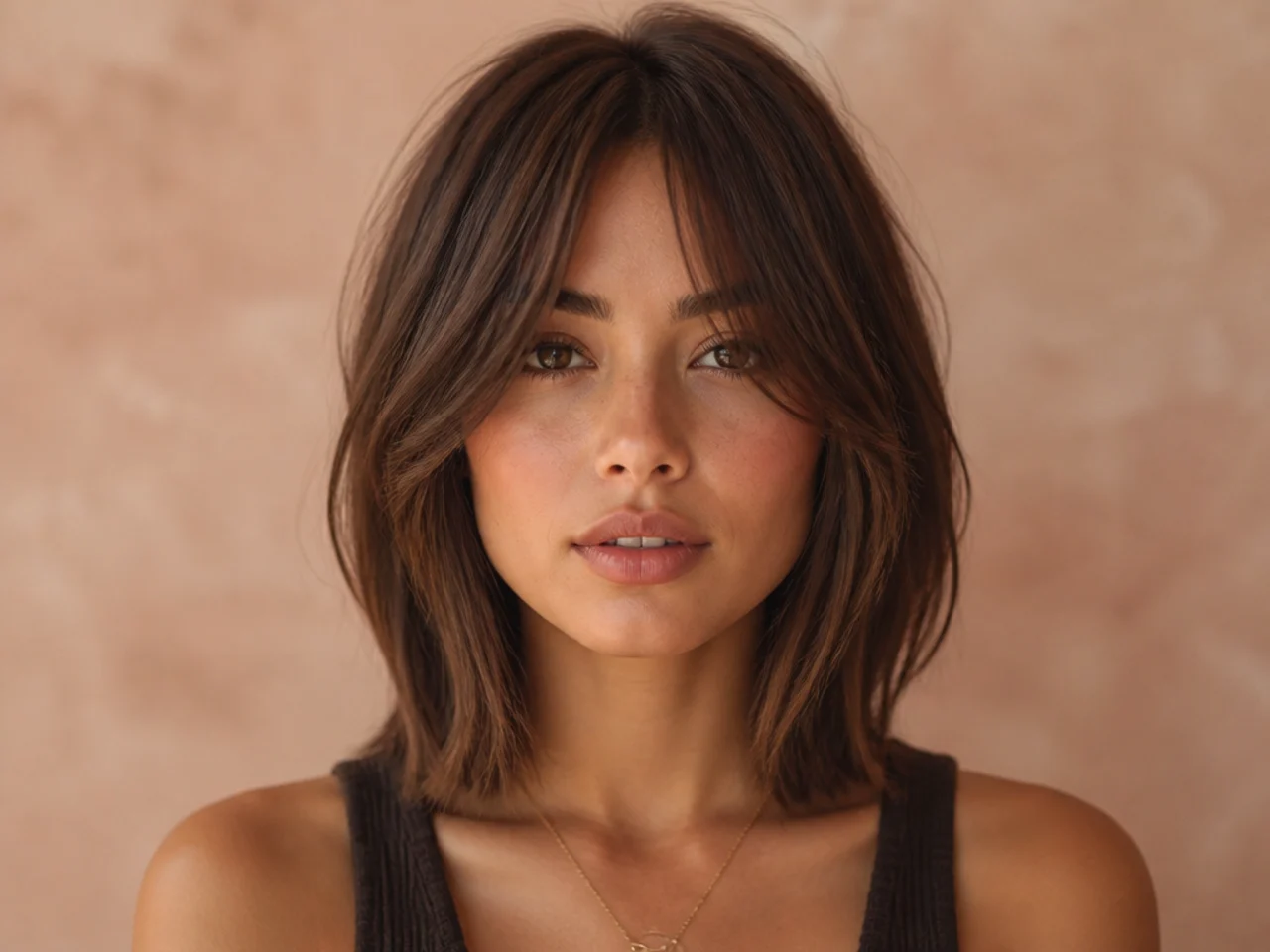 A long fringe with a long bob