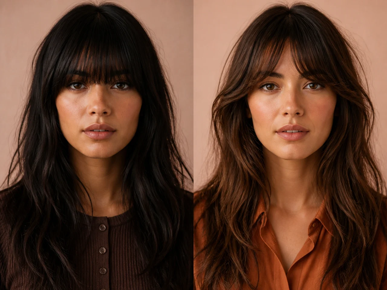A flat fringe on the lashes beside a rounded one sitting around the eye