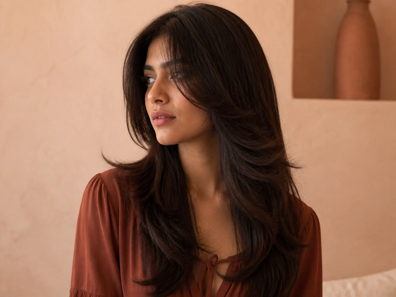 Butterfly layers with short face framing and long untouched back length