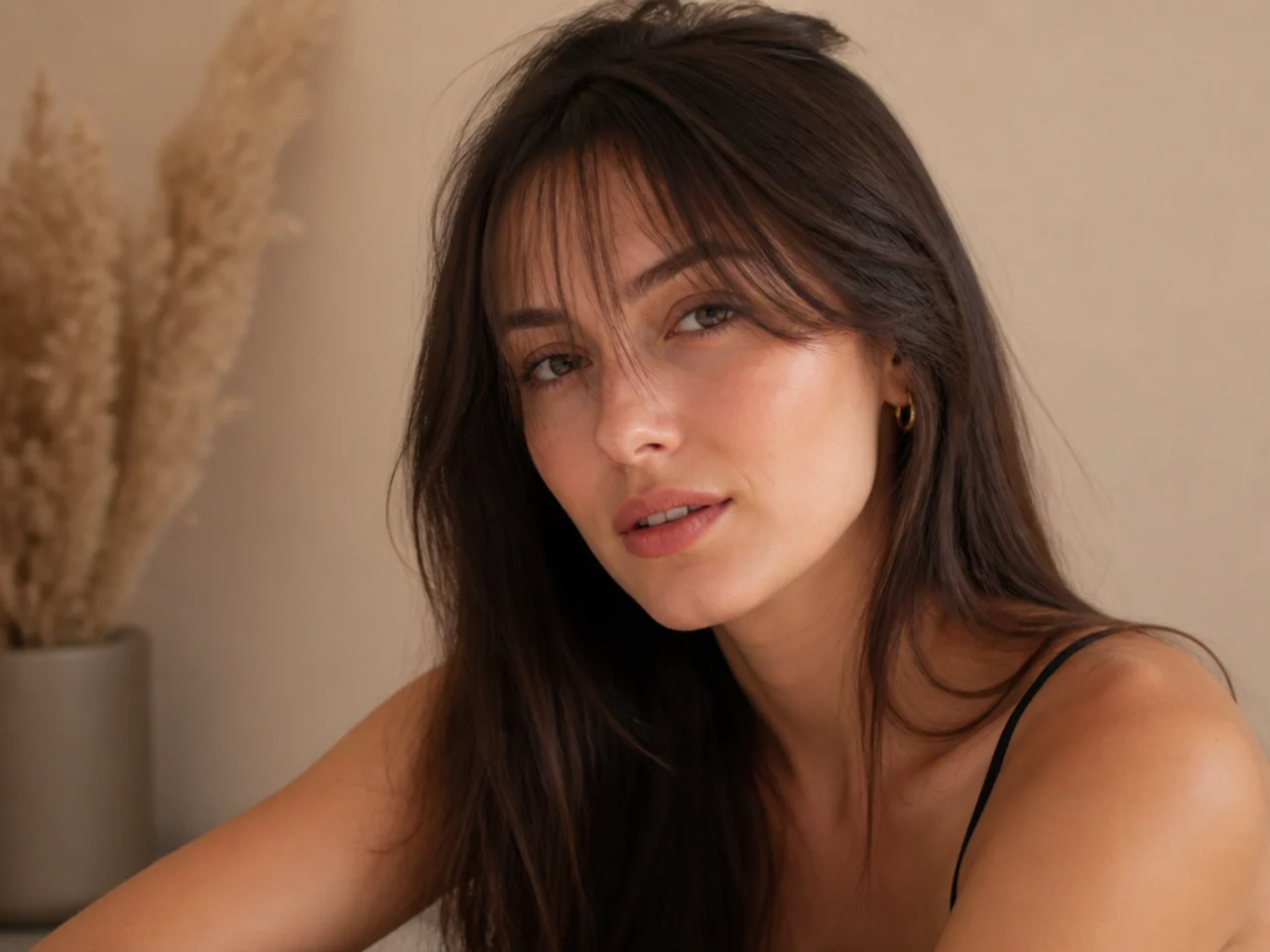 Wispy see through curtain bangs on fine long hair