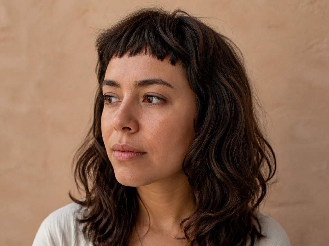 A fringe cut too short and standing away from the forehead