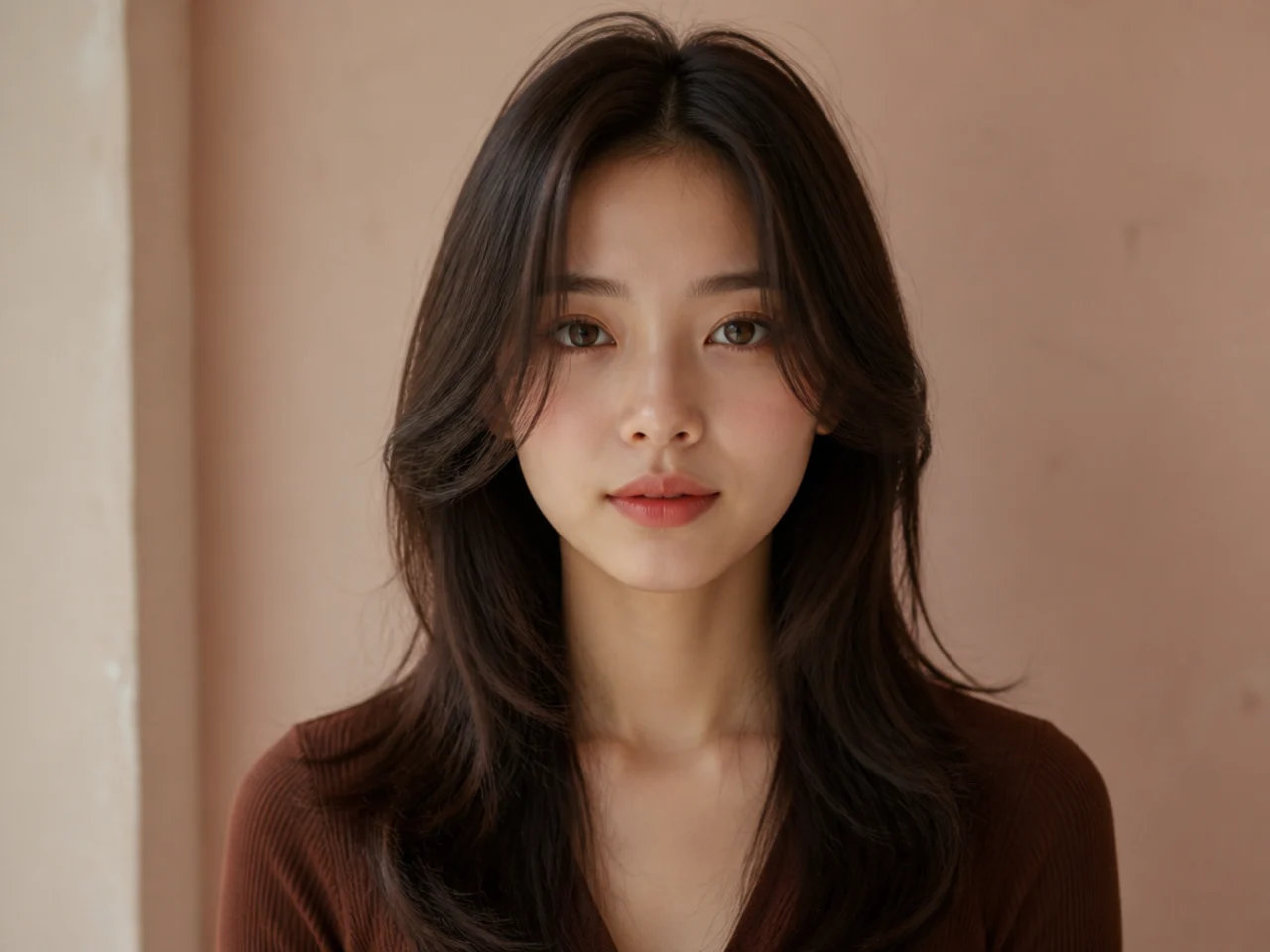 Long hair with jaw-length framing