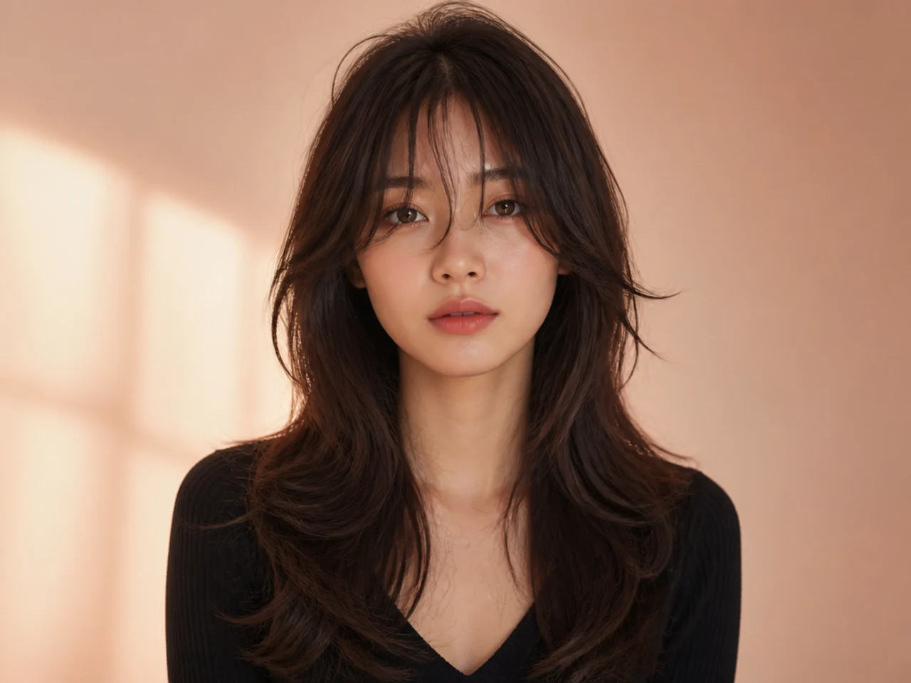 A long Korean wolf cut