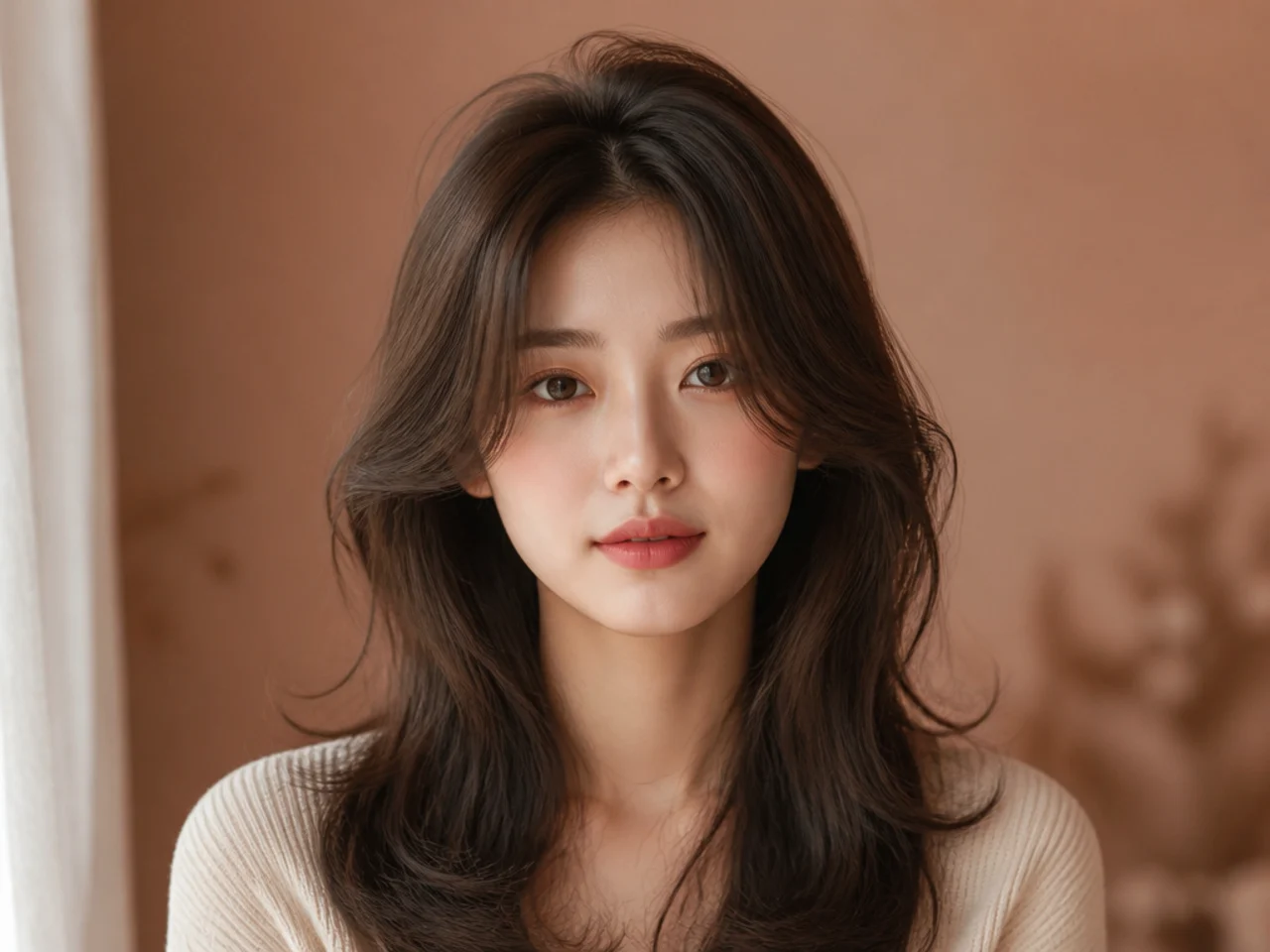 Long hair with crown volume
