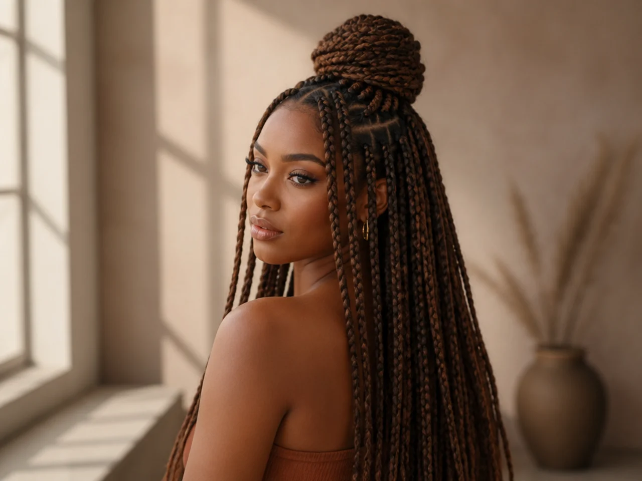 Long braids worn half up
