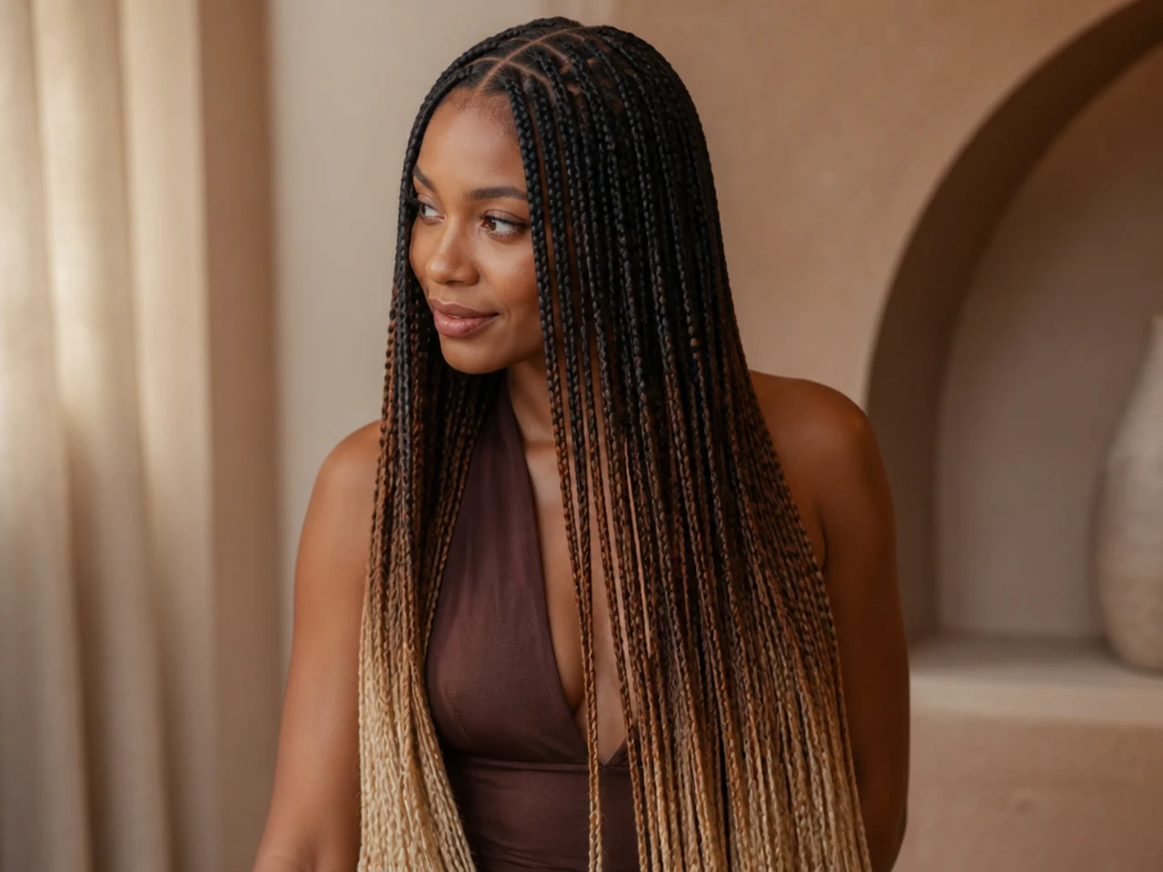 Long ombré knotless braids