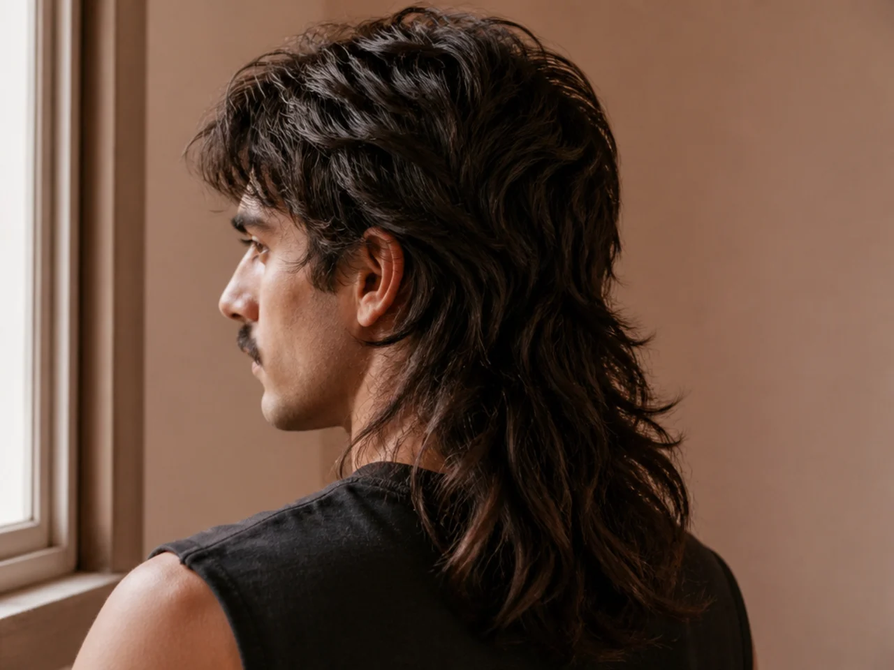 A mullet tail left completely untrimmed at three months