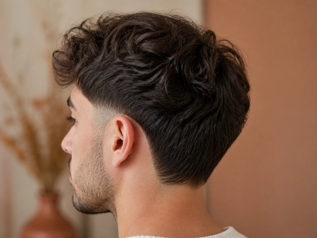 The starting cut with faded sides and an untouched back