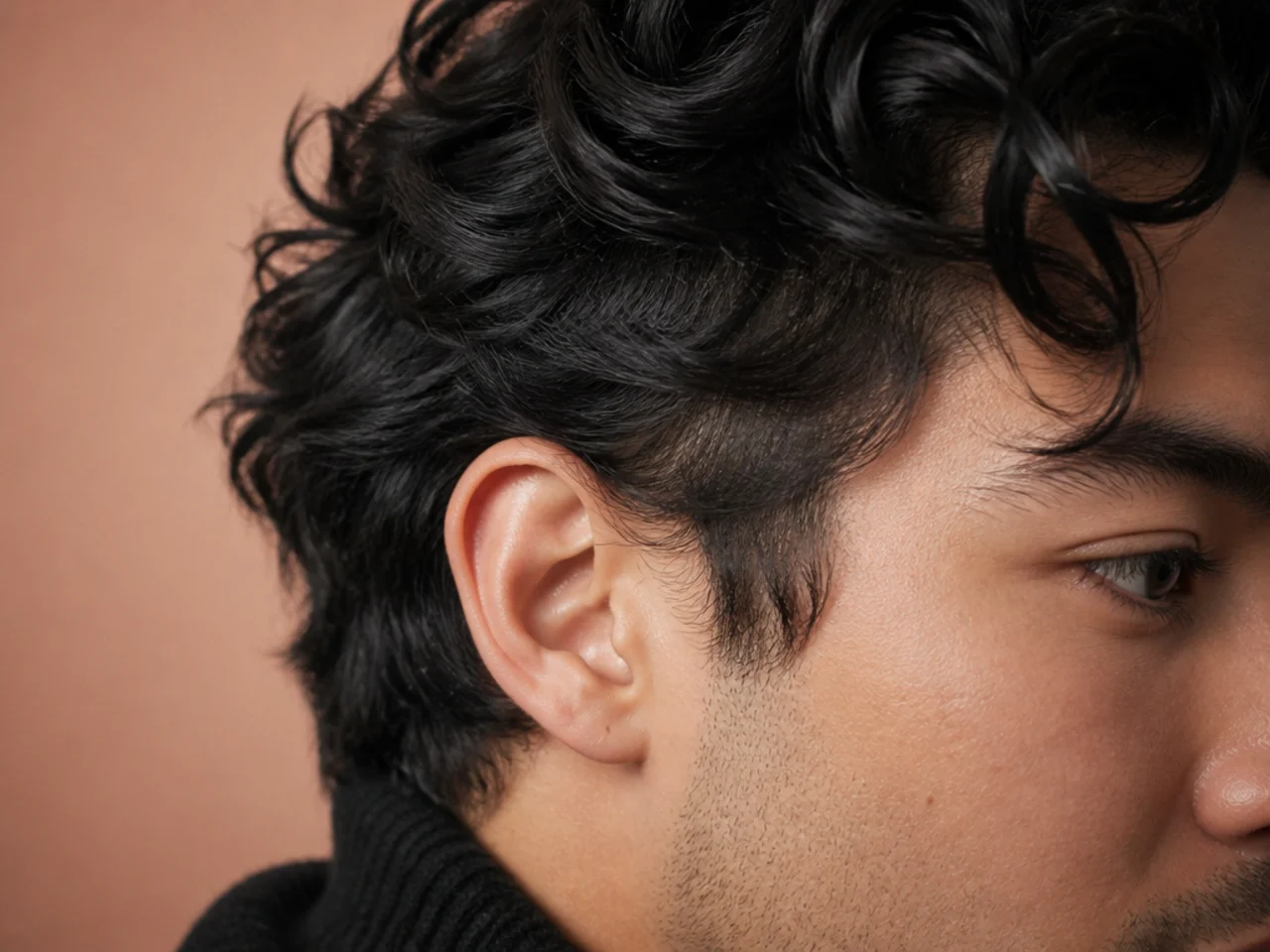 The corner above the ear left to grow into the length
