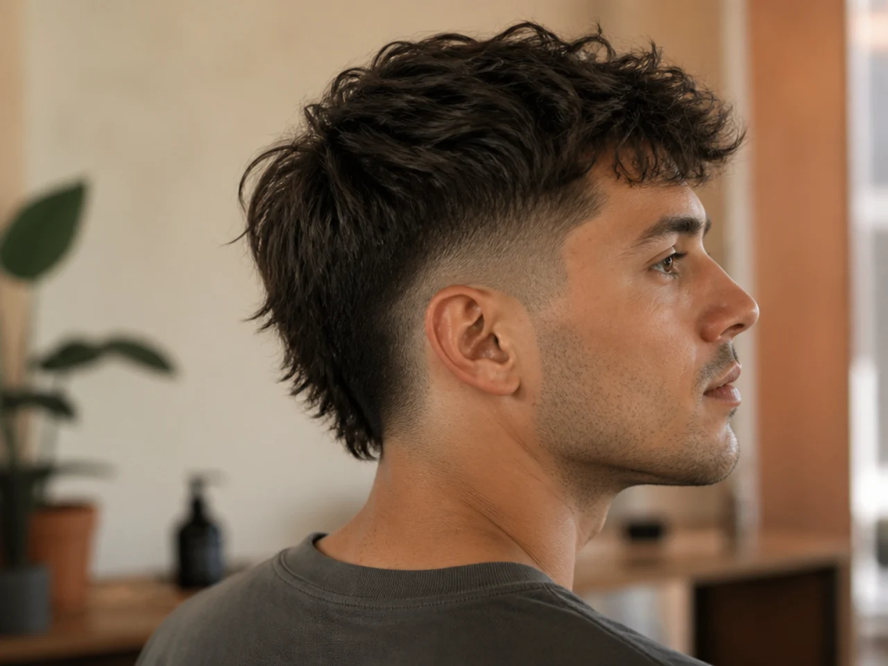 A mullet fade with the back accidentally trimmed short
