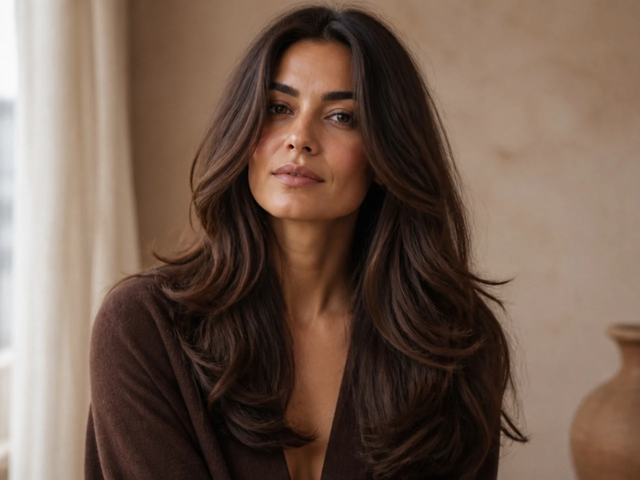Long thick hair with internal weight removed