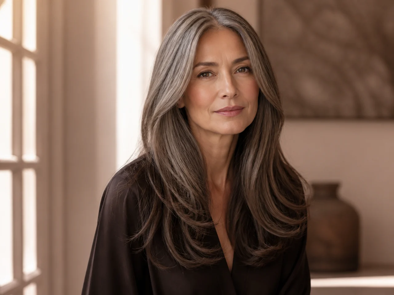 Mid-back length hair