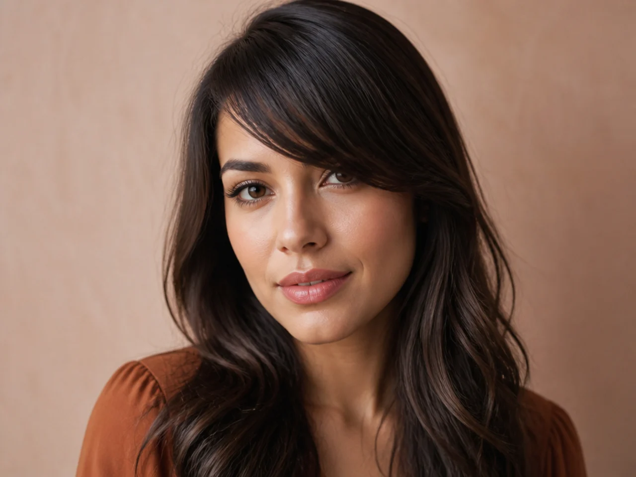 Jaw-length side swept bangs